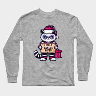 Grumpy Christmas Cat. Christmas Cat 2024 Long Sleeve T-Shirt